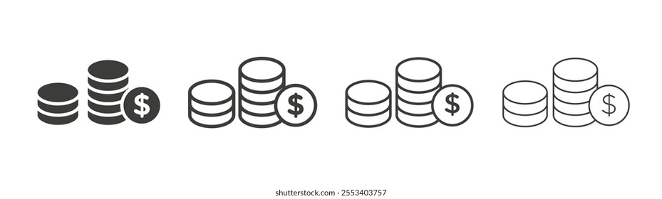 Money icons collection. vector set in black color