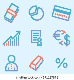 Money icons, colour contour series
