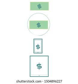 Money icons. Currency logos vector design. Editable dolar sign illustration print.