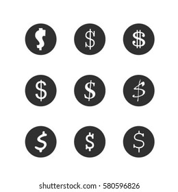 Money icons dollar web set