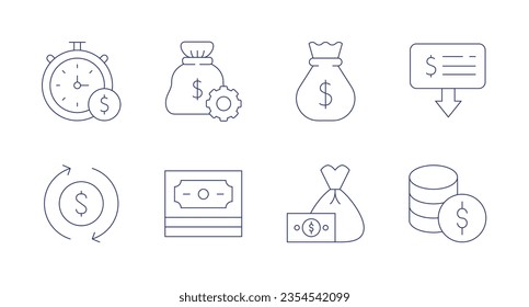 Money icons. editable stroke. Containing money, countdown, currency, money bag, extract.