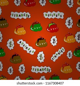 Money icons image. Vector. Flat elements on orange, white and red background. Money icons illustration.
