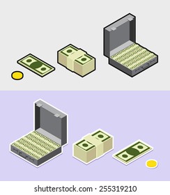 Money icons  isometric  style sticker