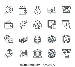 Money Icons, Monoline concept
The icons were created on a 48x48 pixel aligned, perfect grid providing a clean and crisp appearance. Adjustable stroke weight. 