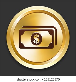 Money Icons on Gold Button Collection