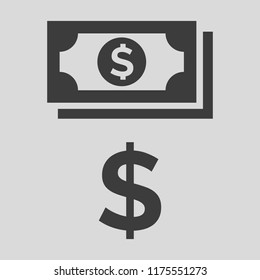 Money icons on gray background. Vector Illustration