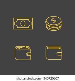 Iconos de dinero. Iconos de vector de contorno. Estilo lineal