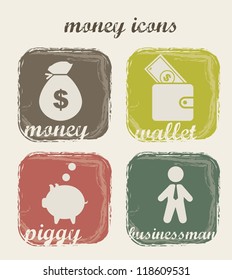 money icons over beige background. vector illustration