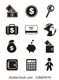 money icons over white background. vector illustration