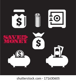 Money icons. Save money.