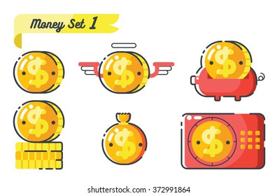 Money icons set 1,concept of money