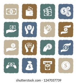 Money Icons. Set 2. Grunge Color Flat Design. Vector Illustration. 