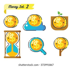 Money icons set 2,concept of money