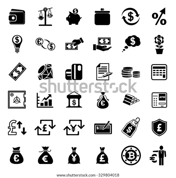 Money Icons Set Stock Vector (Royalty Free) 329804018