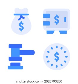 Los iconos del dinero ponen bolsa de dinero, ahorro, subasta, tiempo. Perfecto para aplicaciones móviles de sitios web, iconos de aplicaciones, presentación, ilustración y cualquier otro proyecto.