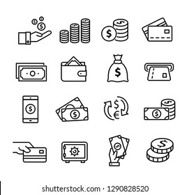 Money icons set, can be used to illustrate topics like savings, paying, buying, using online banking etc...