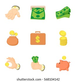 Money icons set. Cartoon illustration of 9 money vector icons for web