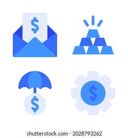 Money icons set  mail earning, gold, insurance, setting money. Perfect for website mobile app, app icons, presentation, illustration and any other projects.