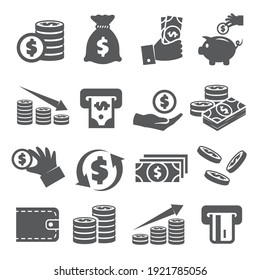 Money Icons Set On White Background