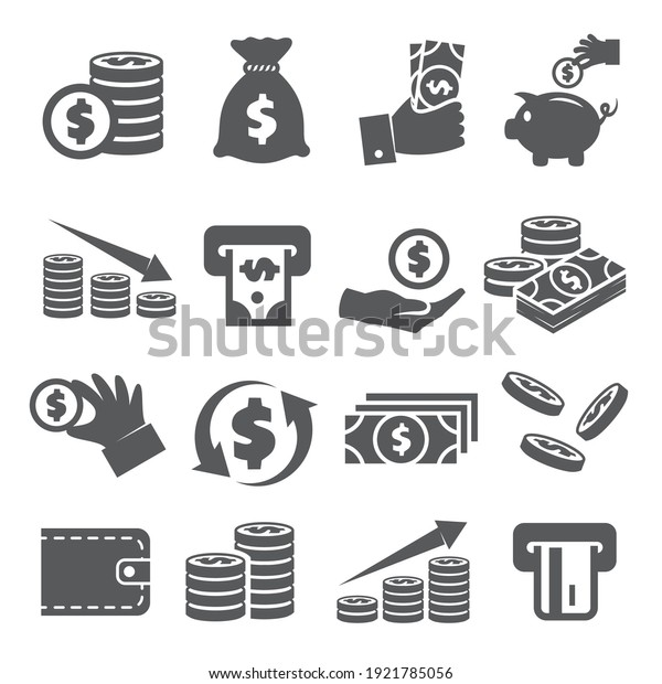 Money icons set on white\
background