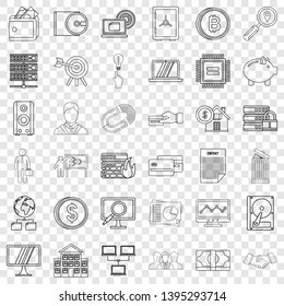 Money icons set. Outline style of 36 money vector icons for web for any design