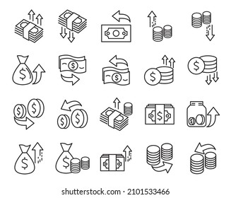 money icons set . money pack symbol vector elements for infographic web