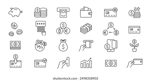 Money icons set. Payment method icon. Vector.