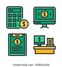 Geldsymbole setzen. Perfekt für mobile App-Anwendungen, App-Icons, Präsentationen, Illustrationen und andere Projekte.