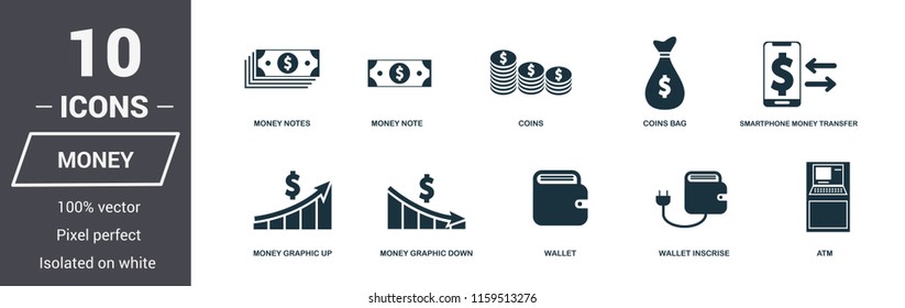 Money icons set. Premium quality symbol collection. Money icon set simple elements. Ready to use in web design, apps, software, print