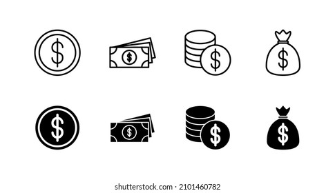Money icons set. Money sign and symbol