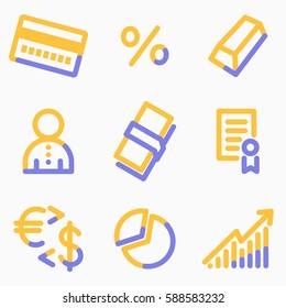 Money icons set, signs for infographics, web, presentation