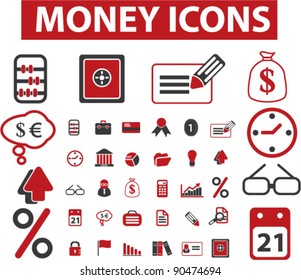 money icons set, signs, vector illustration