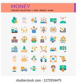 Money Icons Set. UI Pixel Perfect Well-crafted Vector Thin Line Icons. The illustrations are a vector.