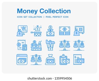 Money Icons Set. UI Pixel Perfect Well-crafted Vector Thin Line Icons. The illustrations are a vector.