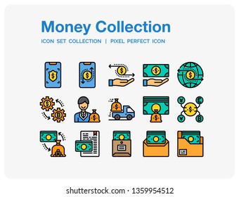 Money Icons Set. UI Pixel Perfect Well-crafted Vector Thin Line Icons. The illustrations are a vector.