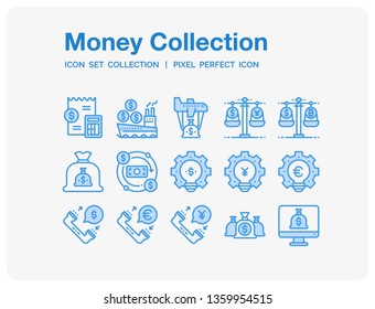 Money Icons Set. UI Pixel Perfect Well-crafted Vector Thin Line Icons. The illustrations are a vector.