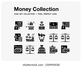 Money Icons Set. UI Pixel Perfect Well-crafted Vector Thin Line Icons. The illustrations are a vector.