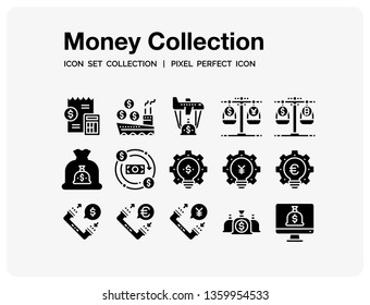 Money Icons Set. UI Pixel Perfect Well-crafted Vector Thin Line Icons. The illustrations are a vector.