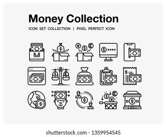 Money Icons Set. UI Pixel Perfect Well-crafted Vector Thin Line Icons. The illustrations are a vector.