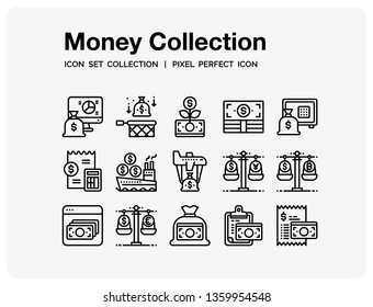 Money Icons Set. UI Pixel Perfect Well-crafted Vector Thin Line Icons. The illustrations are a vector.