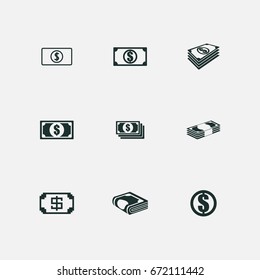 money icons set vector