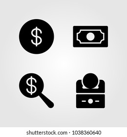 Money icons set. Vector illustration dollar, coin, dollar coin and money