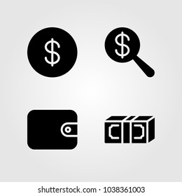 Money icons set. Vector illustration money, wallet, dollar coin and dollar