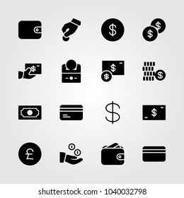 Money icons set. Money vector illustration donate, dollar coin, pound sterling and dollar