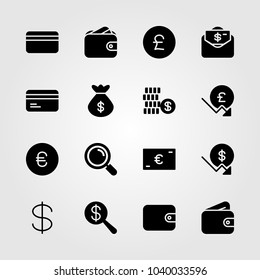 Money icons set. Vector illustration money, pound sterling, dollar and euro