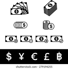 money icons set, Vector illustration