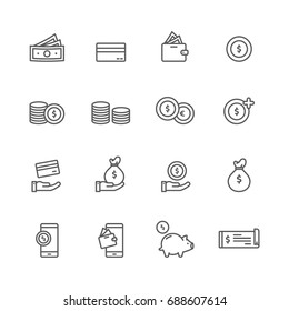 Money icons set, Vector on white background