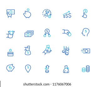 Money icons, simple line set