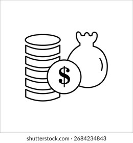ícones money. ilustração de vetor de linha simples