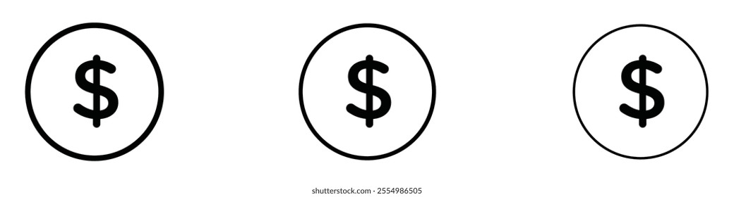 Money icons in tree different stroke sizes